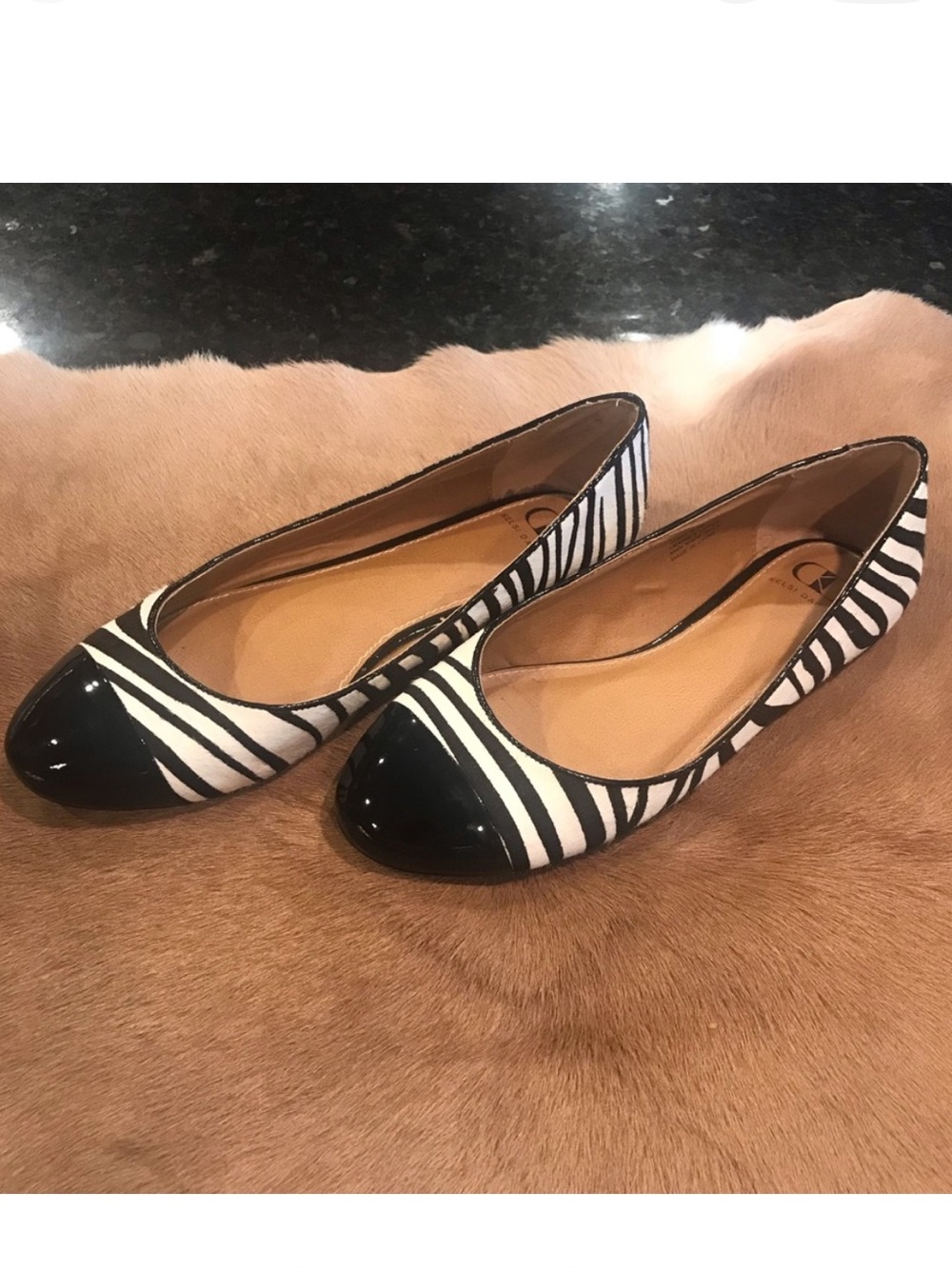 Kelsi Dagger Calf Hair Zebra Print Flats